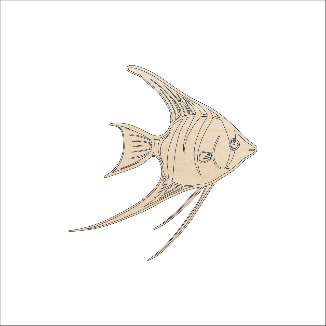 Angelfish Wood Craft Shape - Laser Cut Baltic Birch Unfinished DIY Wood Art Supplies FSH44 - The Wood Shape Store