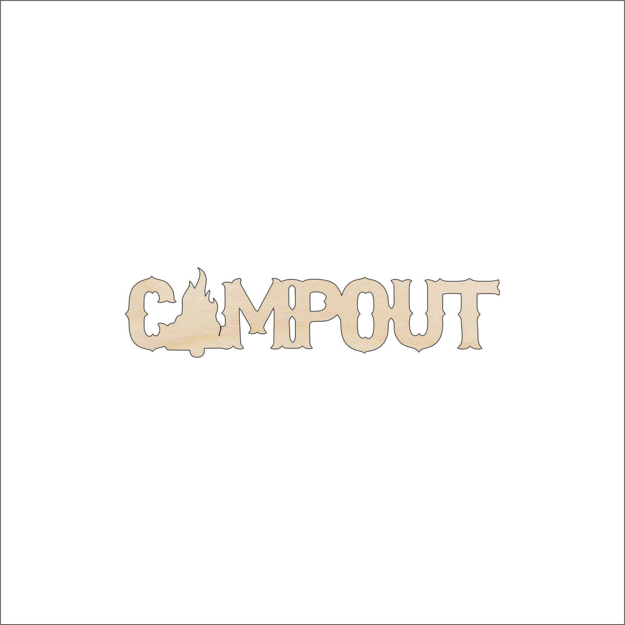 Campout Word Wood Craft Shape - Laser Cut Baltic Birch Unfinished DIY Wood Art Supplies TRP6 - The Wood Shape Store