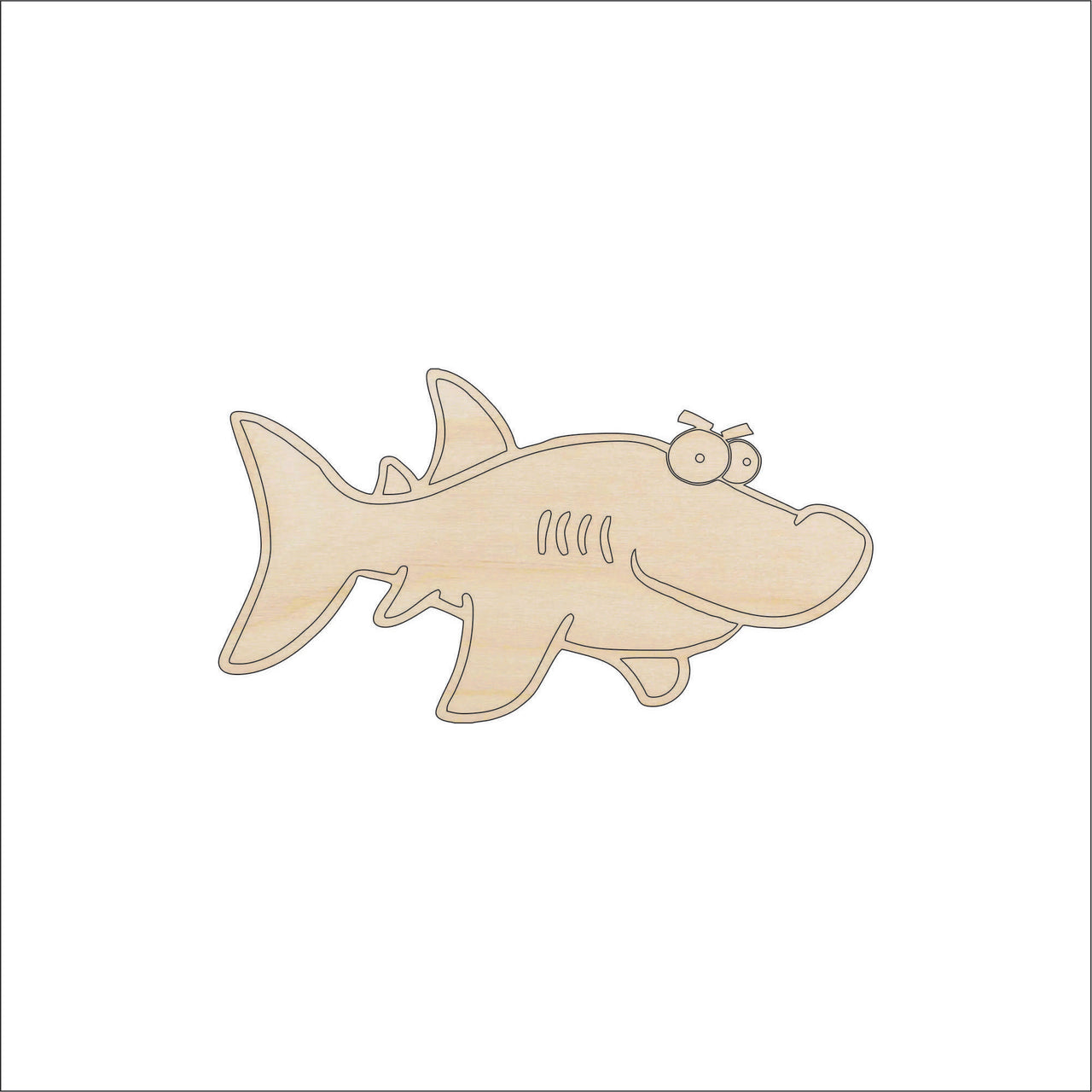 Shark Wood Craft Shape - Laser Cut Baltic Birch Unfinished DIY Wood Art Supplies SEA82 - The Wood Shape Store