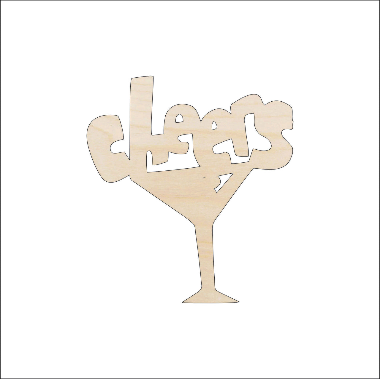 Cheers DrinkWood Craft Shape - Laser Cut Baltic Birch Unfinished DIY Wood Art Supplies FOD36 - The Wood Shape Store