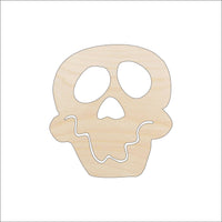 Happy Skull Wood Craft Shape - Laser Cut Baltic Birch Unfinished DIY Wood Art Supplies SKL28 - The Wood Shape Store
