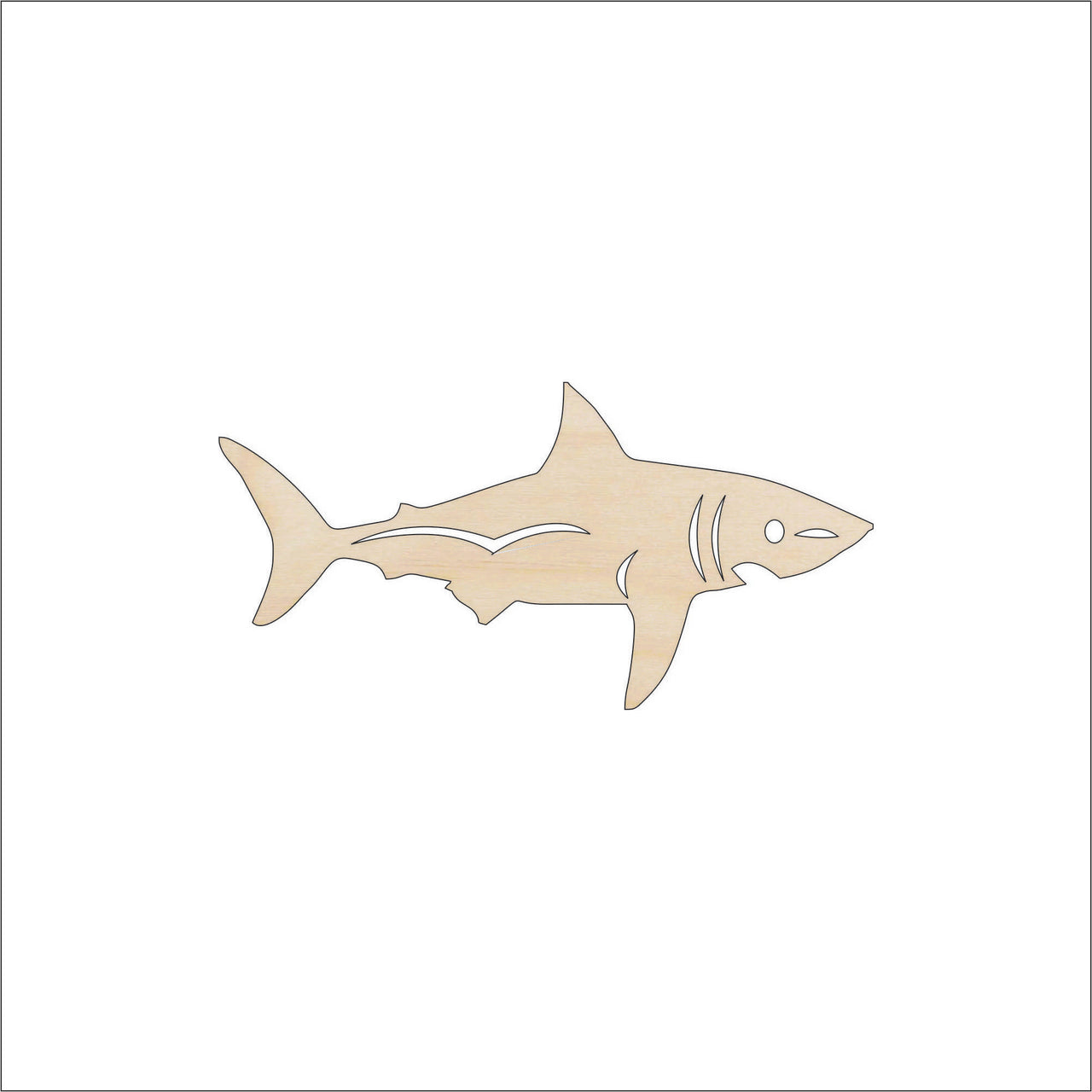 Shark Wood Craft Shape - Laser Cut Baltic Birch Unfinished DIY Wood Art Supplies SEA164 - The Wood Shape Store