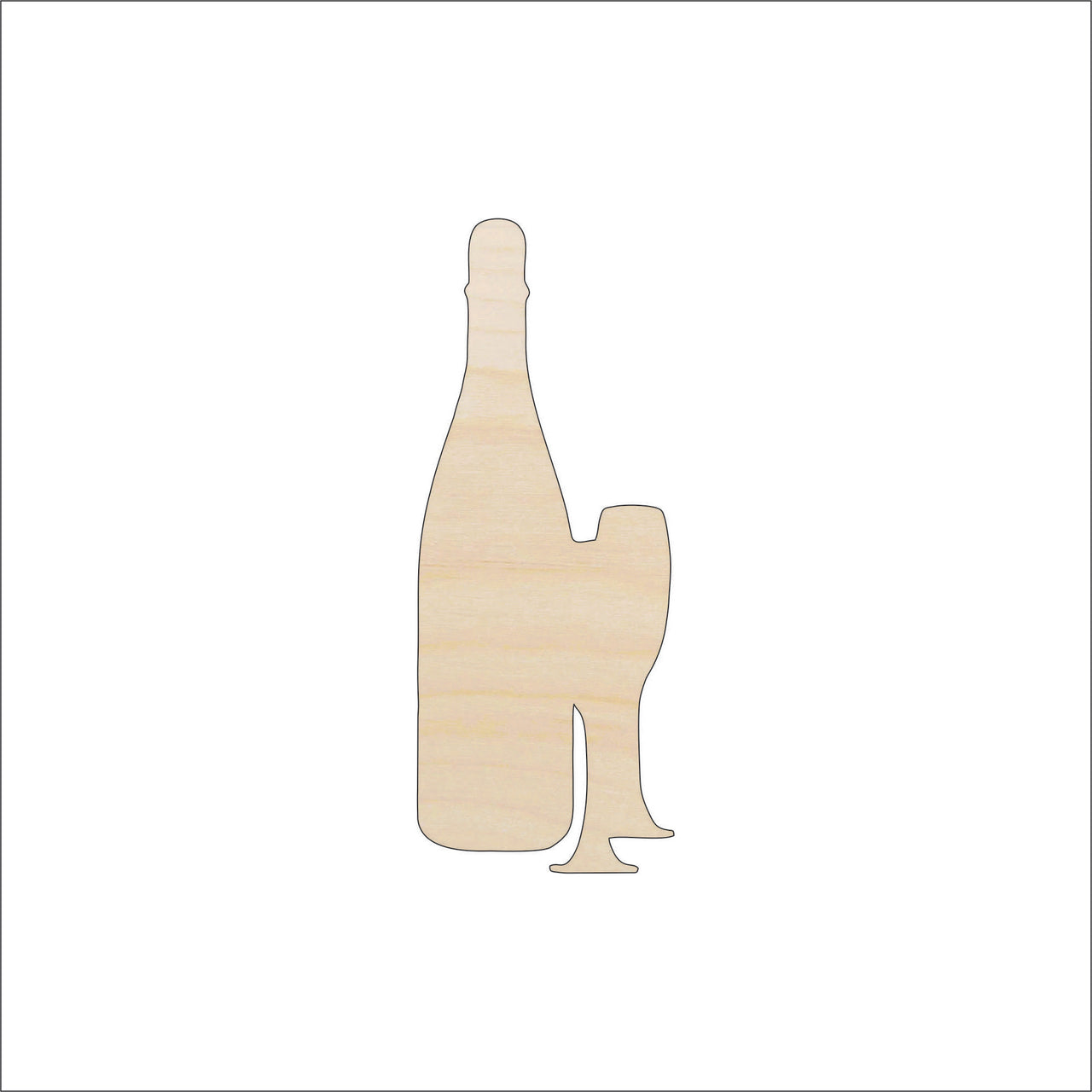 Wine Bottle Wood Craft Shape - Laser Cut Baltic Birch Unfinished DIY Wood Art Supplies FOD95 - The Wood Shape Store