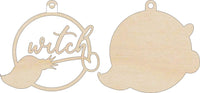 Witch 3D Laser Cut Ornament – Baltic Birch Wood Craft Supplies | DIY Wood Ornament Kit HA18 - The Wood Shape Store