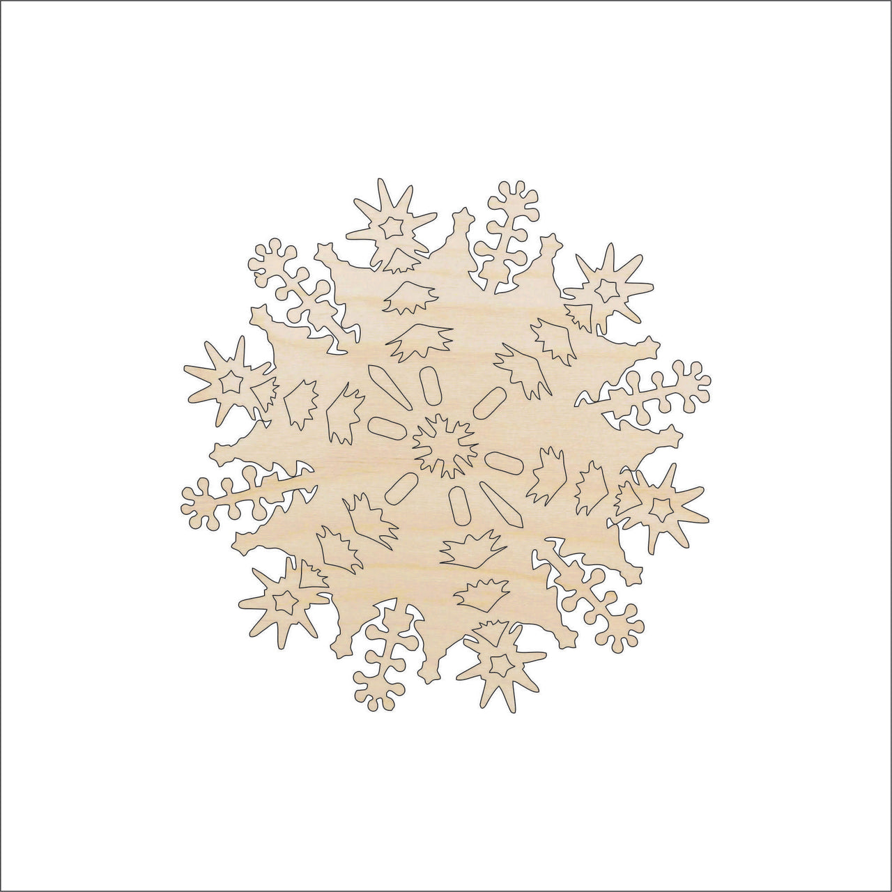 Snowflake Wood Craft Shape - Laser Cut Baltic Birch Unfinished DIY Wood Art Supplies SNW2 - The Wood Shape Store