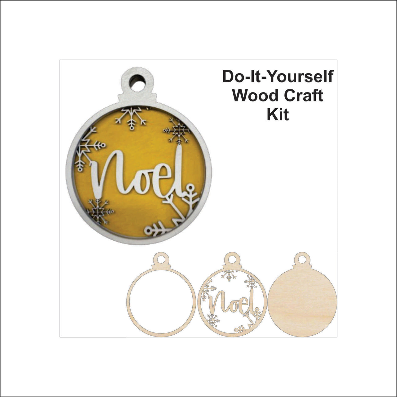 Noel 3D Laser Cut Ornament – Baltic Birch Wood Craft Supplies | DIY Wood Ornament Kit RE6 - The Wood Shape Store