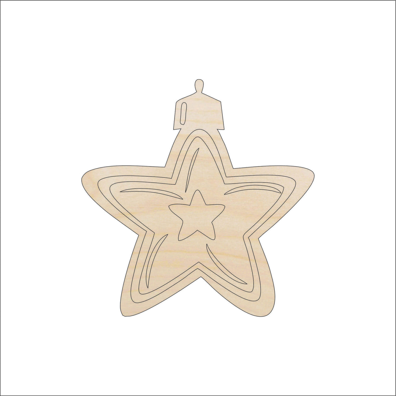 Star Ornament Wood Craft Shape – Laser Cut Baltic Birch Unfinished DIY Wood Art Supplies XMS54 - The Wood Shape Store