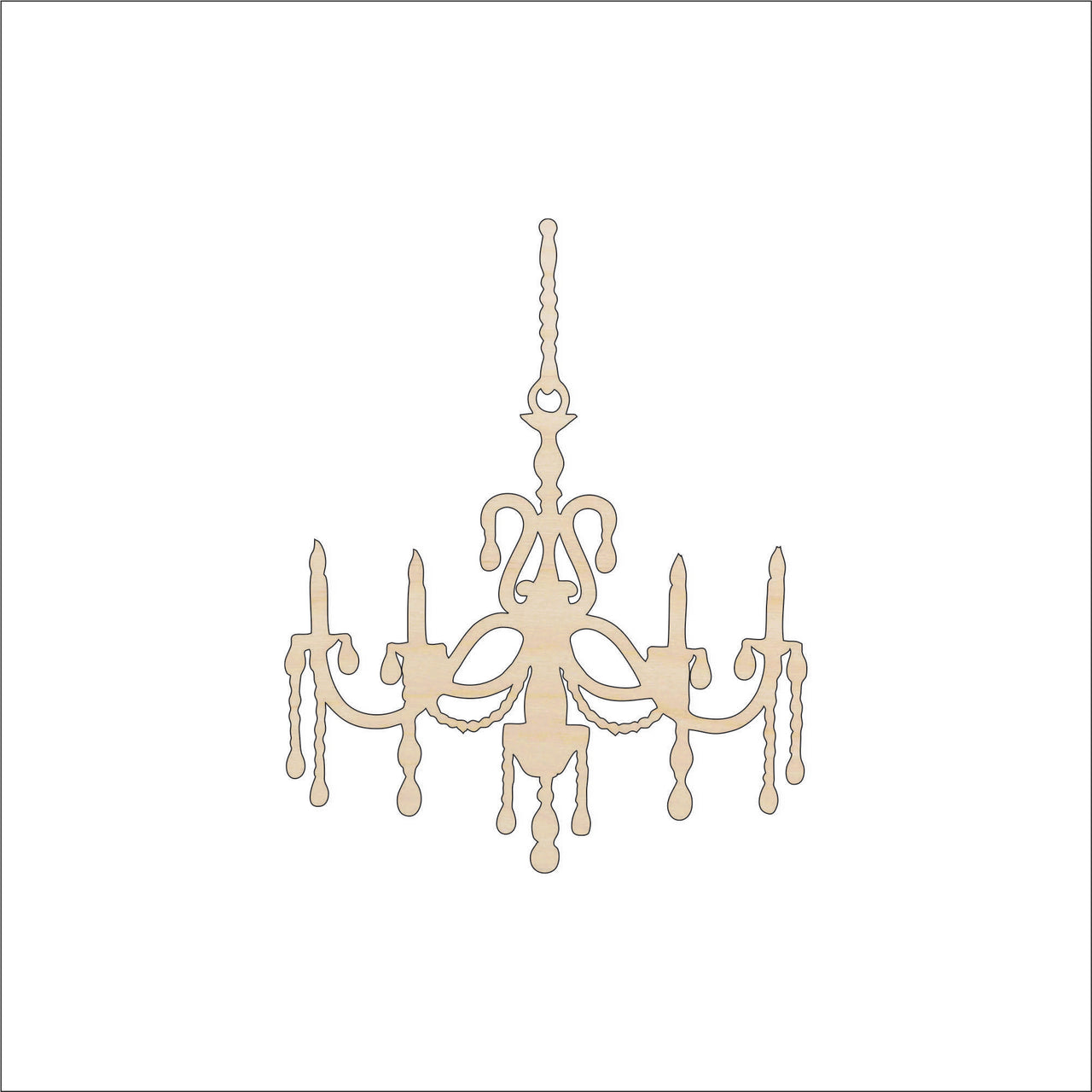 Chandelier Wood Craft Shape - Laser Cut Baltic Birch Unfinished DIY Wood Art Supplies DCR22 - The Wood Shape Store