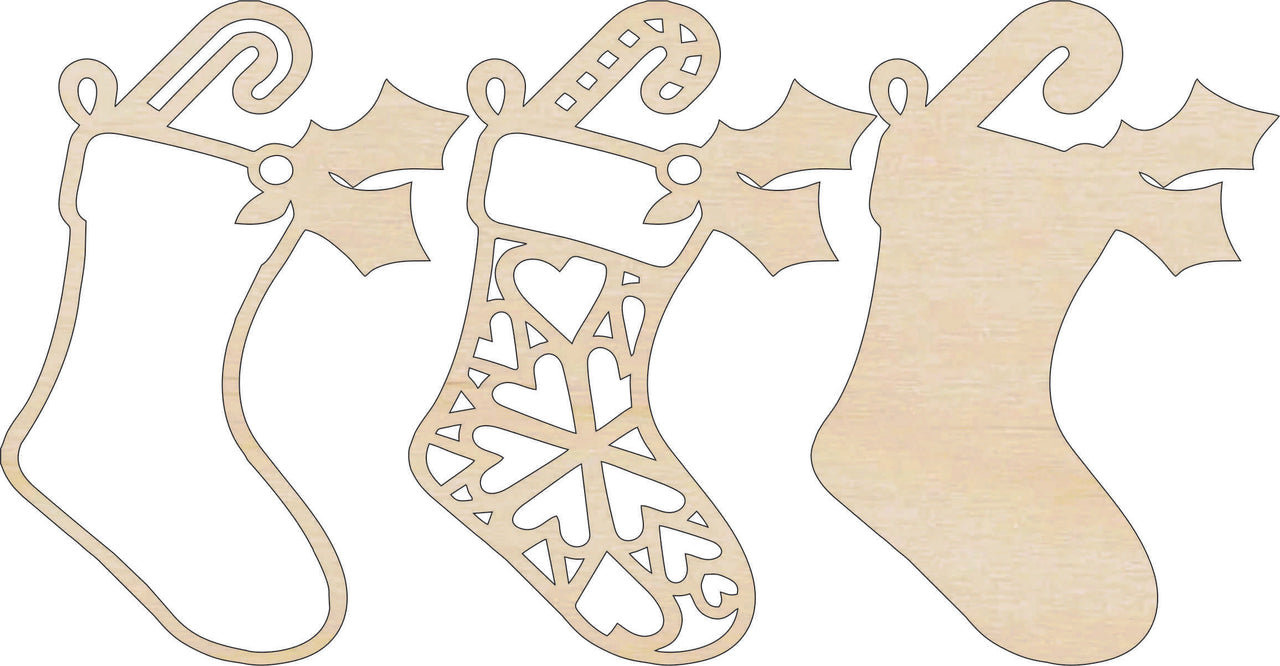 Stocking 3D Laser Cut Ornament – Baltic Birch Wood Craft Supplies | DIY Wood Ornament Kit XM42 - The Wood Shape Store