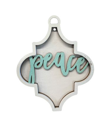 Peace 3D Laser Cut Ornament – Baltic Birch Wood Craft Supplies | DIY Wood Ornament Kit RE2 - The Wood Shape Store
