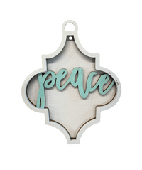 Peace 3D Laser Cut Ornament – Baltic Birch Wood Craft Supplies | DIY Wood Ornament Kit RE2 - The Wood Shape Store