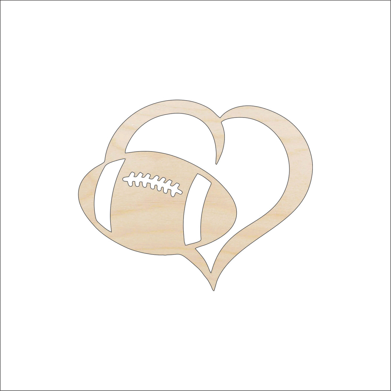 Football Wood Craft Shape - Laser Cut Baltic Birch Unfinished DIY Wood Art Supplies SPT402 - The Wood Shape Store