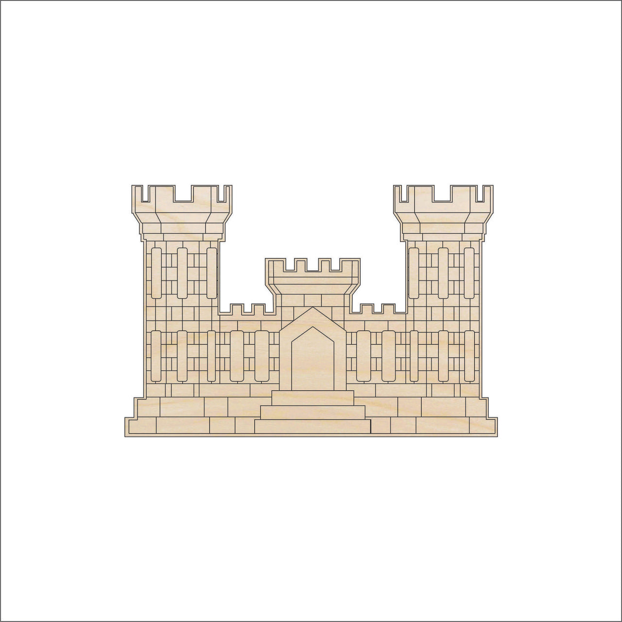 Medieval Castle Wood Craft Shape - Laser Cut Baltic Birch Unfinished DIY Wood Art Supplies BLD100 - The Wood Shape Store