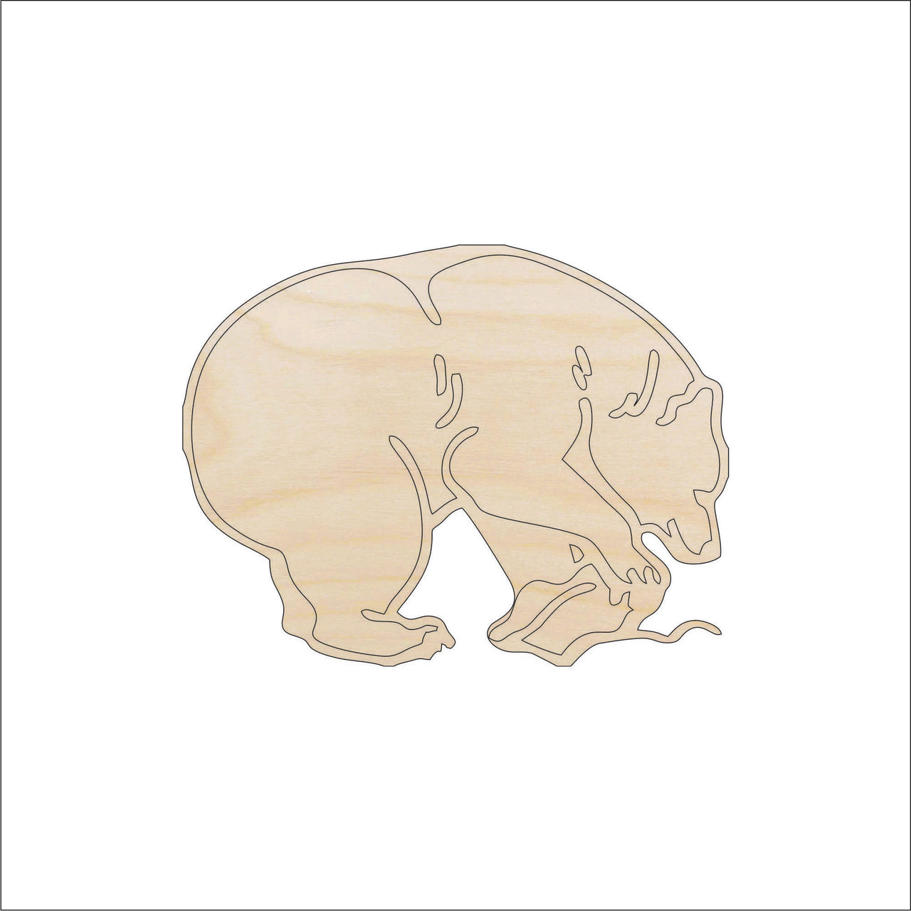 Bear Wood Craft Shape – Laser Cut Baltic Birch Unfinished DIY Wood Art Supplies BER65 - The Wood Shape Store