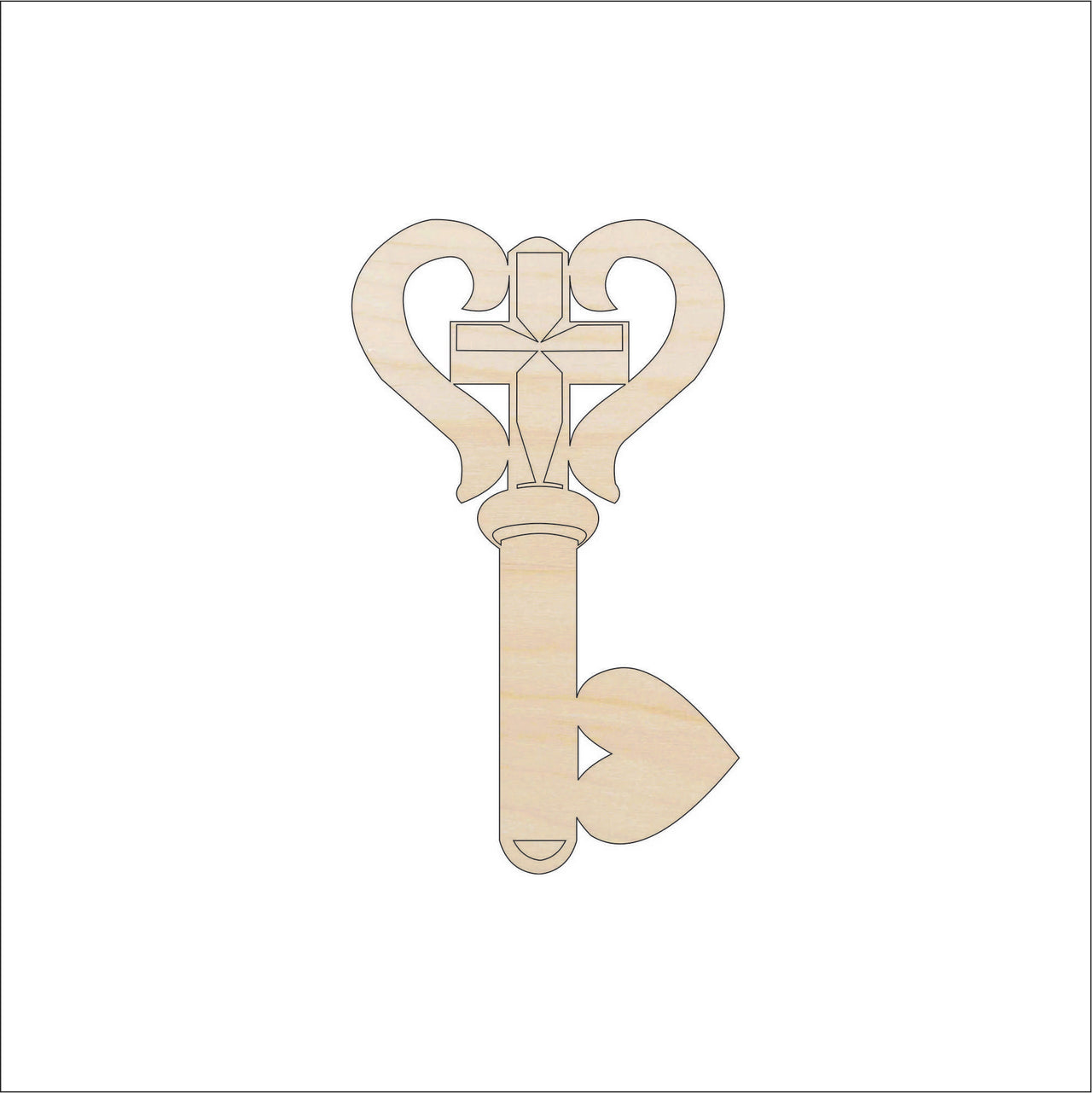 Key Wood Craft Shape - Laser Cut Baltic Birch Unfinished DIY Wood Art Supplies KEY37 - The Wood Shape Store