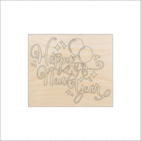 New Year Wood Craft Shape - Laser Cut Baltic Birch Unfinished DIY Wood Art Supplies SGN96 - The Wood Shape Store