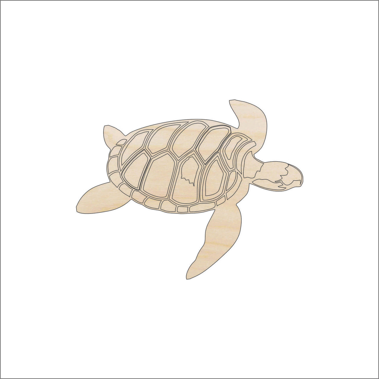 Turtle Wood Craft Shape - Laser Cut Baltic Birch Unfinished DIY Wood Art Supplies SEA15 - The Wood Shape Store
