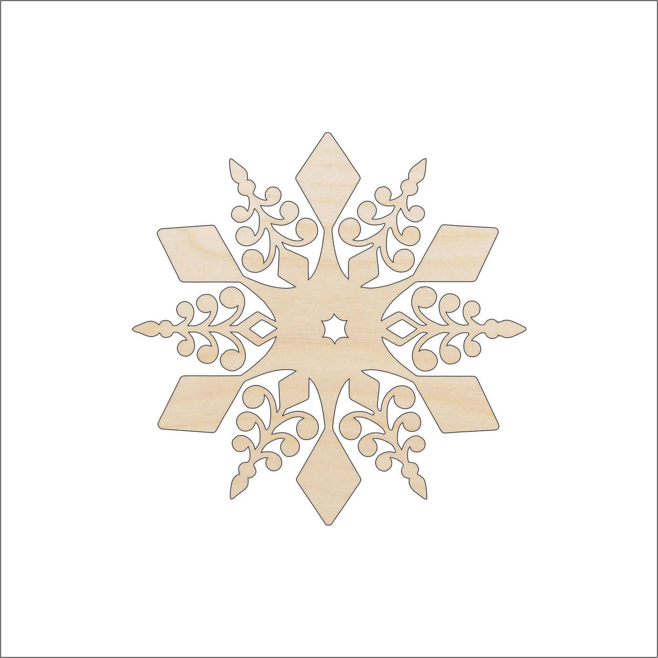 Snowflake Wood Craft Shape - Laser Cut Baltic Birch Unfinished DIY Wood Art Supplies SNW24 - The Wood Shape Store