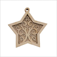 Star 3D Laser Cut Ornament – Baltic Birch Wood Craft Supplies | DIY Wood Ornament Kit DS17 - The Wood Shape Store