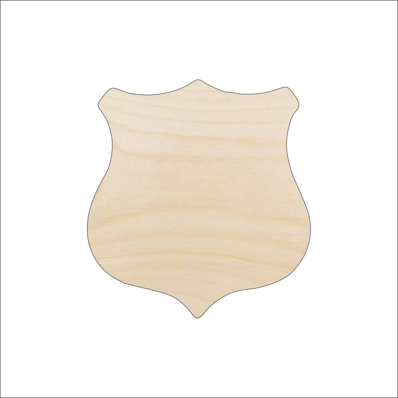 Badge Shield Wood Craft Shape – Laser Cut Baltic Birch Unfinished DIY Wood Art Supplies BDG21 - The Wood Shape Store