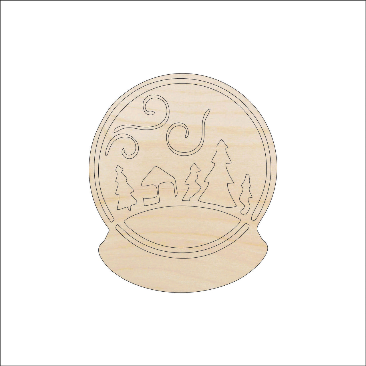 Snow Globe Wood Craft Shape - Laser Cut Baltic Birch Unfinished DIY Wood Art Supplies XMS70 - The Wood Shape Store