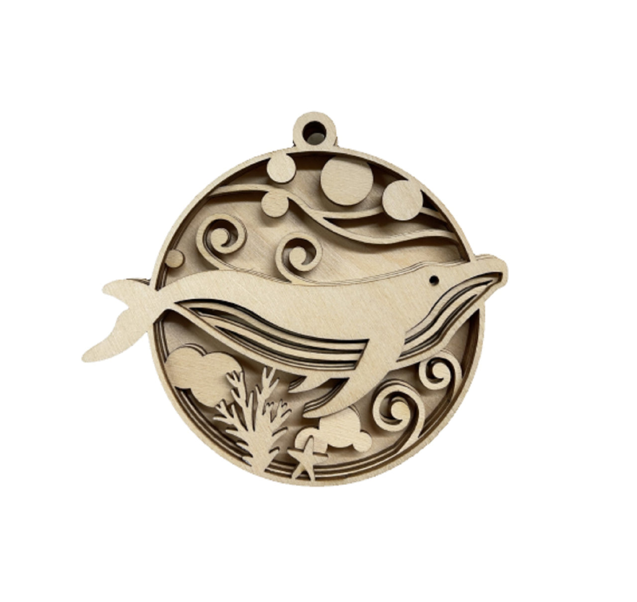 Whale 3D Laser Cut Ornament – Baltic Birch Wood Craft Supplies | DIY Wood Ornament Kit BC1 - The Wood Shape Store