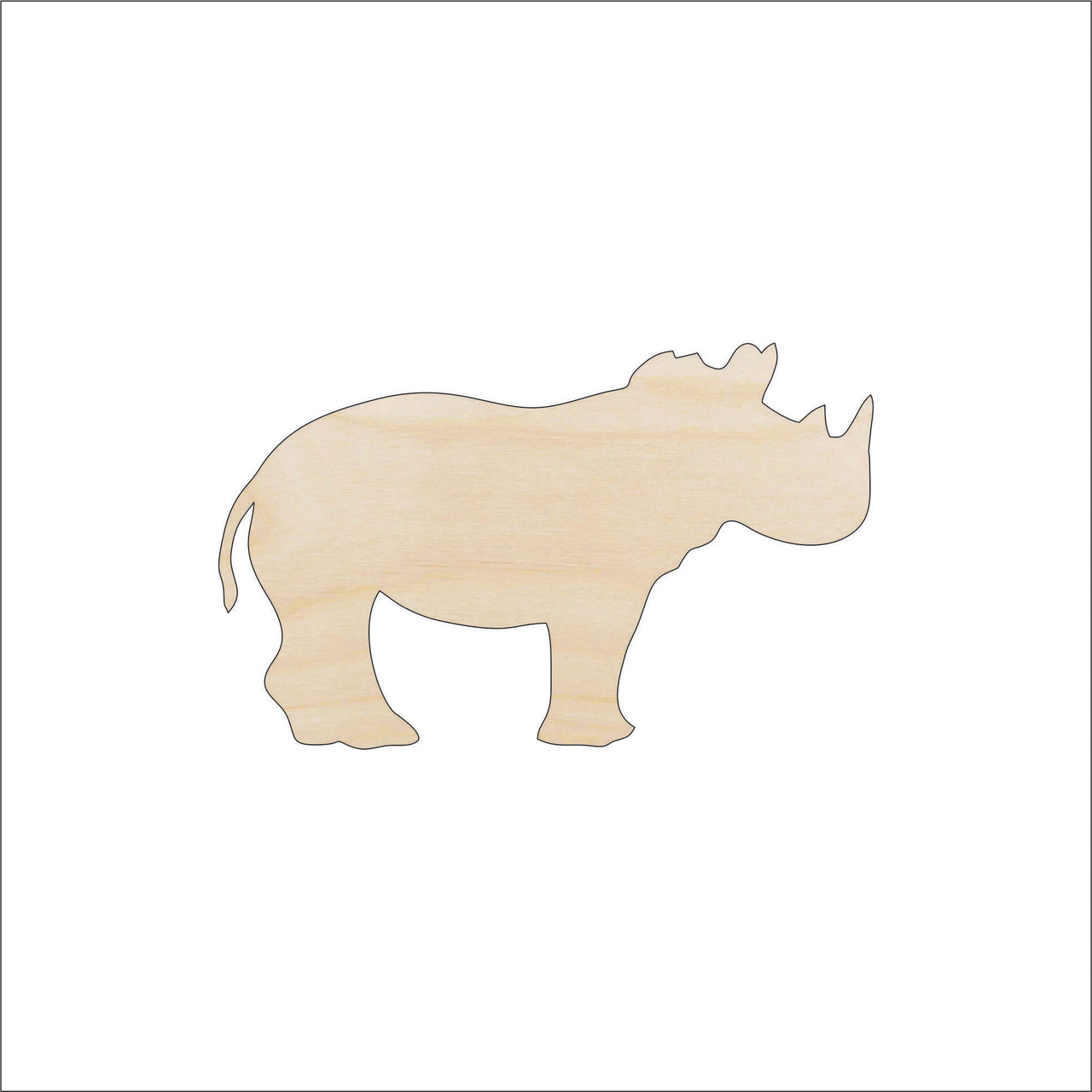 Rhino Wood Craft Shape – Laser Cut Baltic Birch Unfinished DIY Wood Art Supplies ANML6 - The Wood Shape Store
