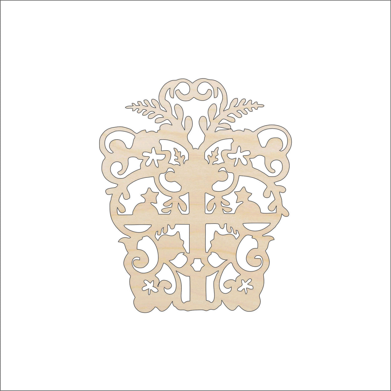 Present Wood Craft Shape - Laser Cut Baltic Birch Unfinished DIY Wood Art Supplies XTR4 - The Wood Shape Store