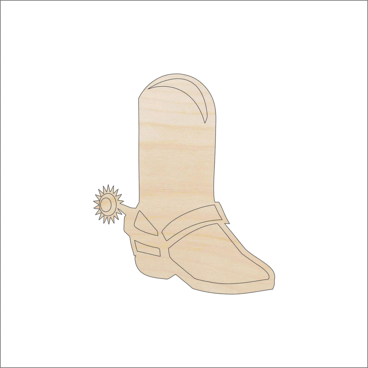 Cowboy Boot Wood Craft Shape - Laser Cut Baltic Birch Unfinished DIY Wood Art Supplies CLT14 - The Wood Shape Store