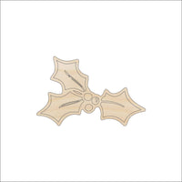 Holly Wood Craft Shape - Laser Cut Baltic Birch Unfinished DIY Wood Art Supplies XMS22 - The Wood Shape Store