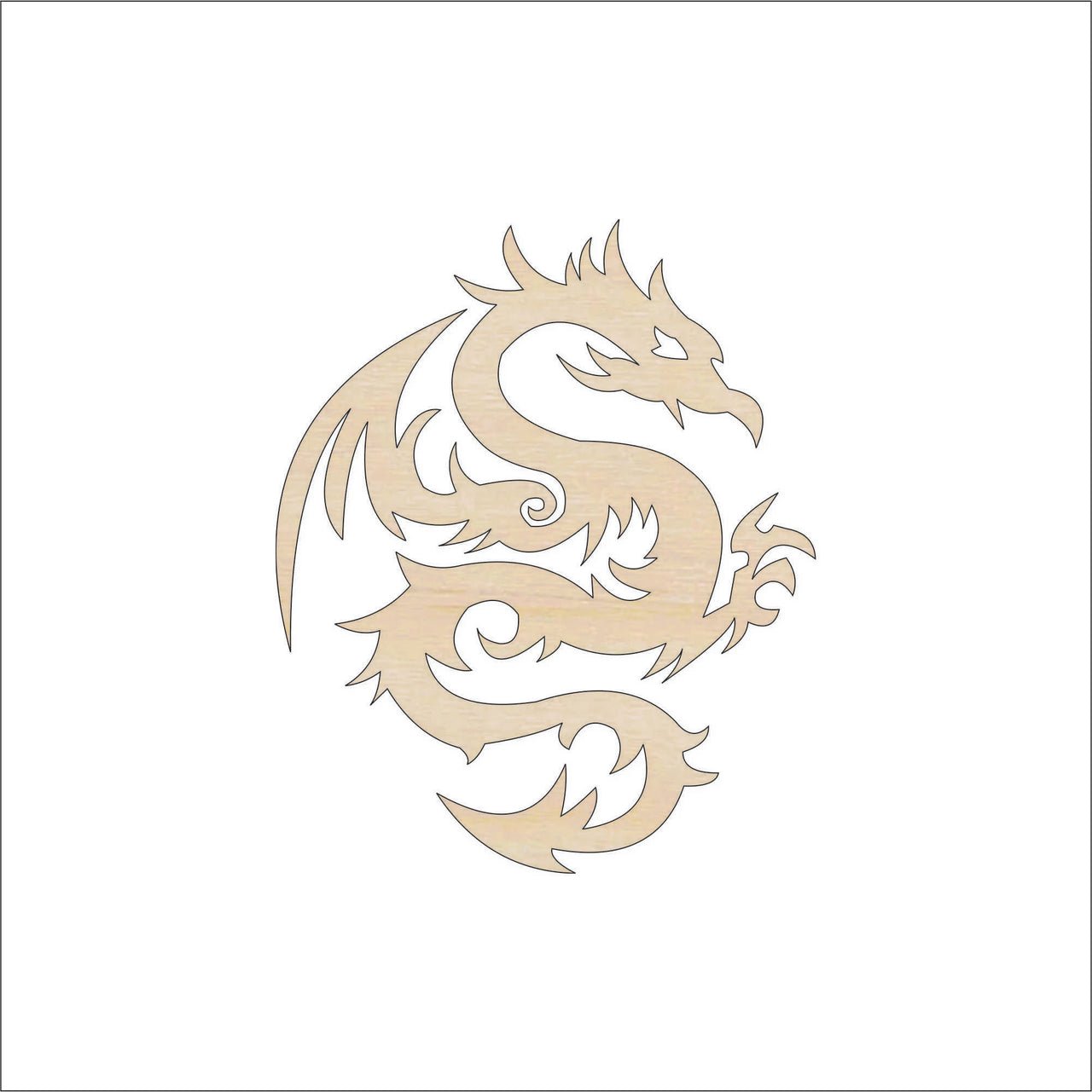 Dragon Wood Craft Shape – Laser Cut Baltic Birch Unfinished DIY Wood Art Supplies MYTH164 - The Wood Shape Store