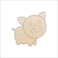 Pig Wood Craft Shape - Laser Cut Baltic Birch Unfinished DIY Wood Art Supplies PIG17 - The Wood Shape Store