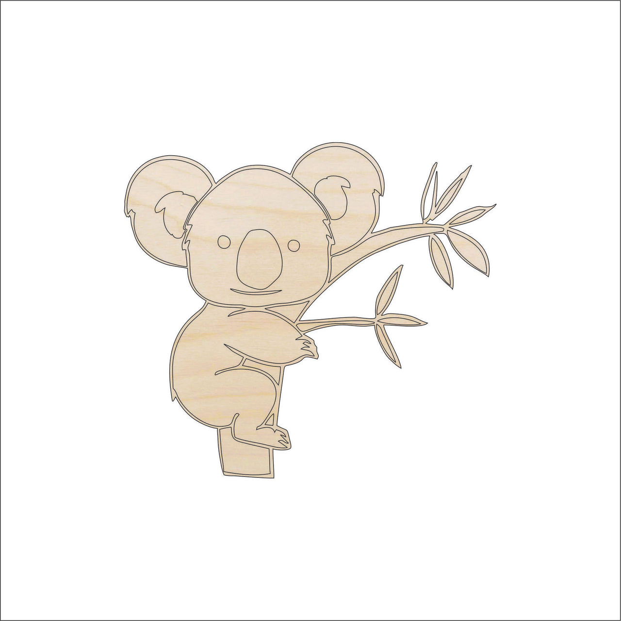Koala Bear Wood Craft Shape – Laser Cut Baltic Birch Unfinished DIY Wood Art Supplies BER5 - The Wood Shape Store