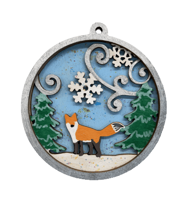 Fox 3D Laser Cut Ornament – Baltic Birch Wood Craft Supplies | DIY Wood Ornament Kit AN1 - The Wood Shape Store