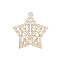 Star Ornament Wood Craft Shape - Laser Cut Baltic Birch Unfinished DIY Wood Art Supplies XMS195 - The Wood Shape Store