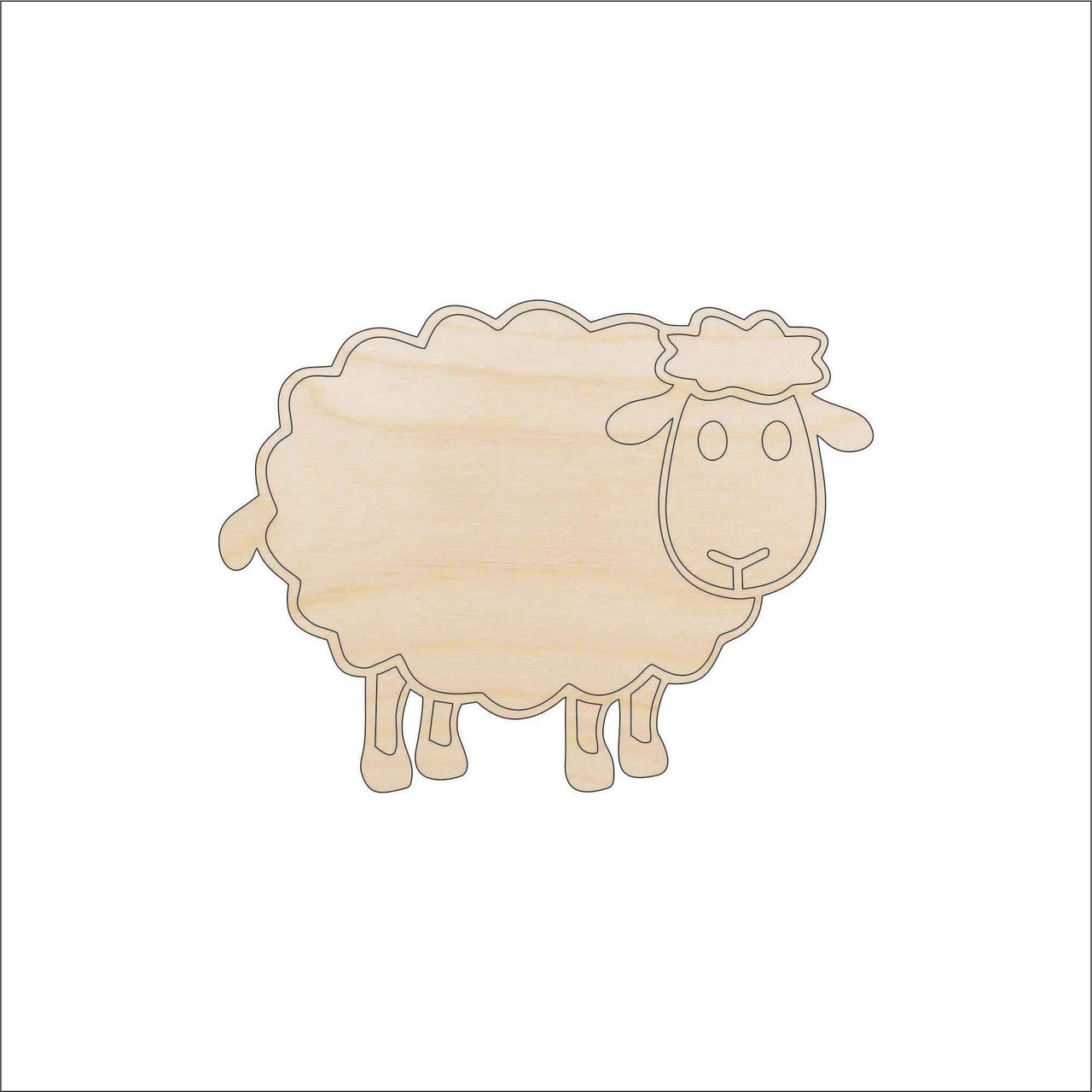 Sheep Wood Craft Shape - Laser Cut Baltic Birch Unfinished DIY Wood Art Supplies SHP24 - The Wood Shape Store