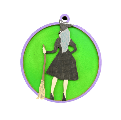 Witch 3D Laser Cut Ornament – Baltic Birch Wood Craft Supplies | DIY Wood Ornament Kit HA22 - The Wood Shape Store