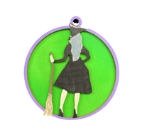 Witch 3D Laser Cut Ornament – Baltic Birch Wood Craft Supplies | DIY Wood Ornament Kit HA22 - The Wood Shape Store