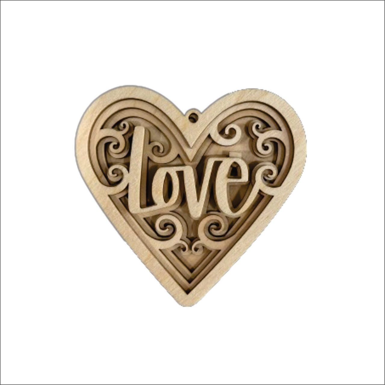 Heart 3D Laser Cut Ornament – Baltic Birch Wood Craft Supplies | DIY Wood Ornament Kit VL100 - The Wood Shape Store