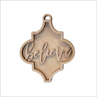 Believe 3D Laser Cut Ornament – Baltic Birch Wood Craft Supplies | DIY Wood Ornament Kit RE3 - The Wood Shape Store