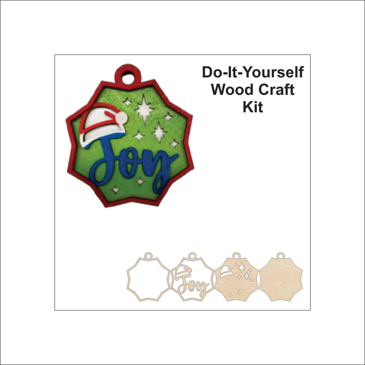 Joy 3D Laser Cut Ornament – Baltic Birch Wood Craft Supplies | DIY Wood Ornament Kit XM53 - The Wood Shape Store
