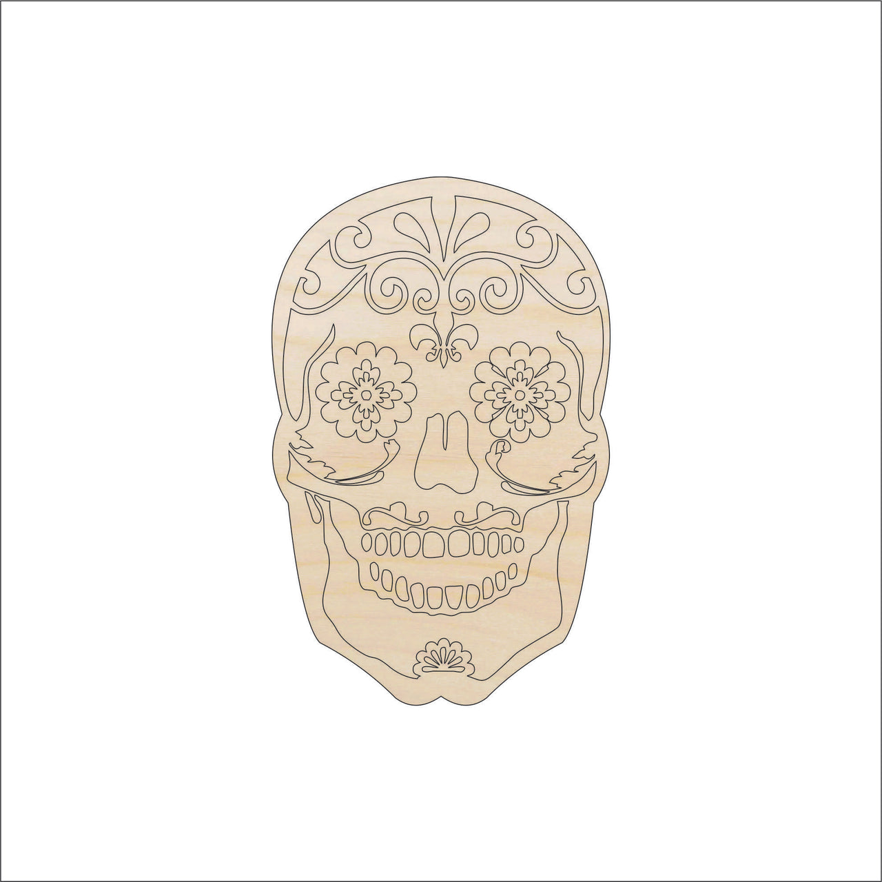 Skull Wood Craft Shape - Laser Cut Baltic Birch Unfinished DIY Wood Art Supplies SKL6 - The Wood Shape Store