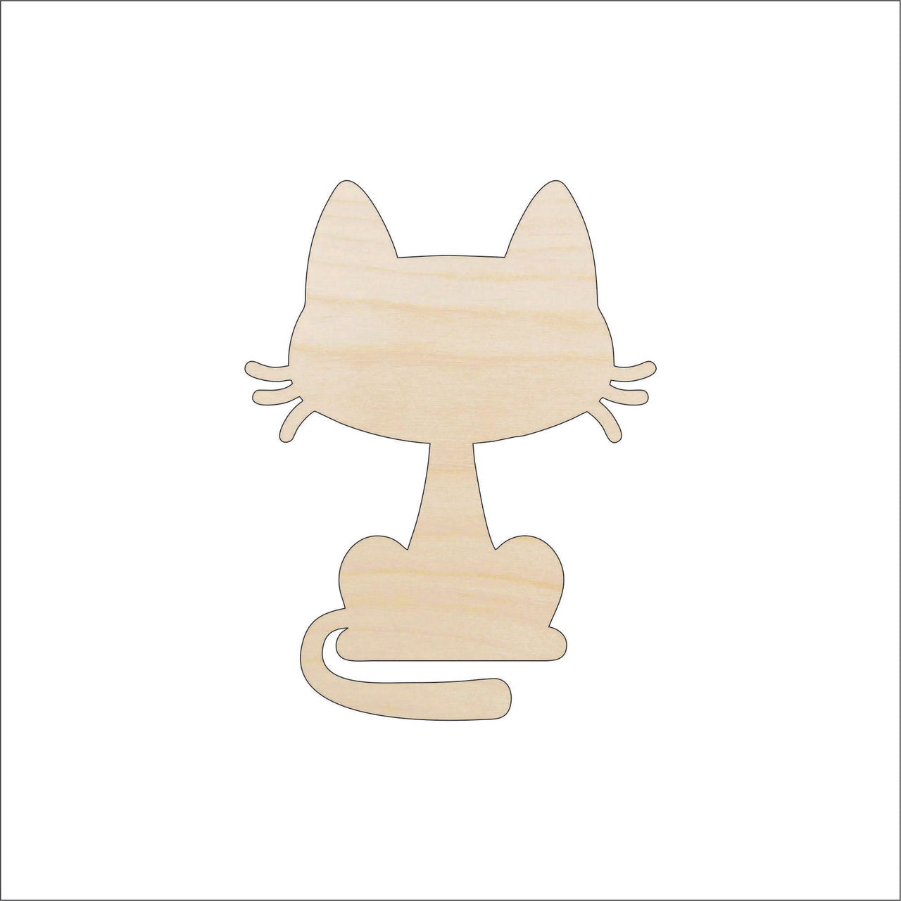 Cat Wood Craft Shape - Laser Cut Baltic Birch Unfinished DIY Wood Art Supplies CAT201 - The Wood Shape Store