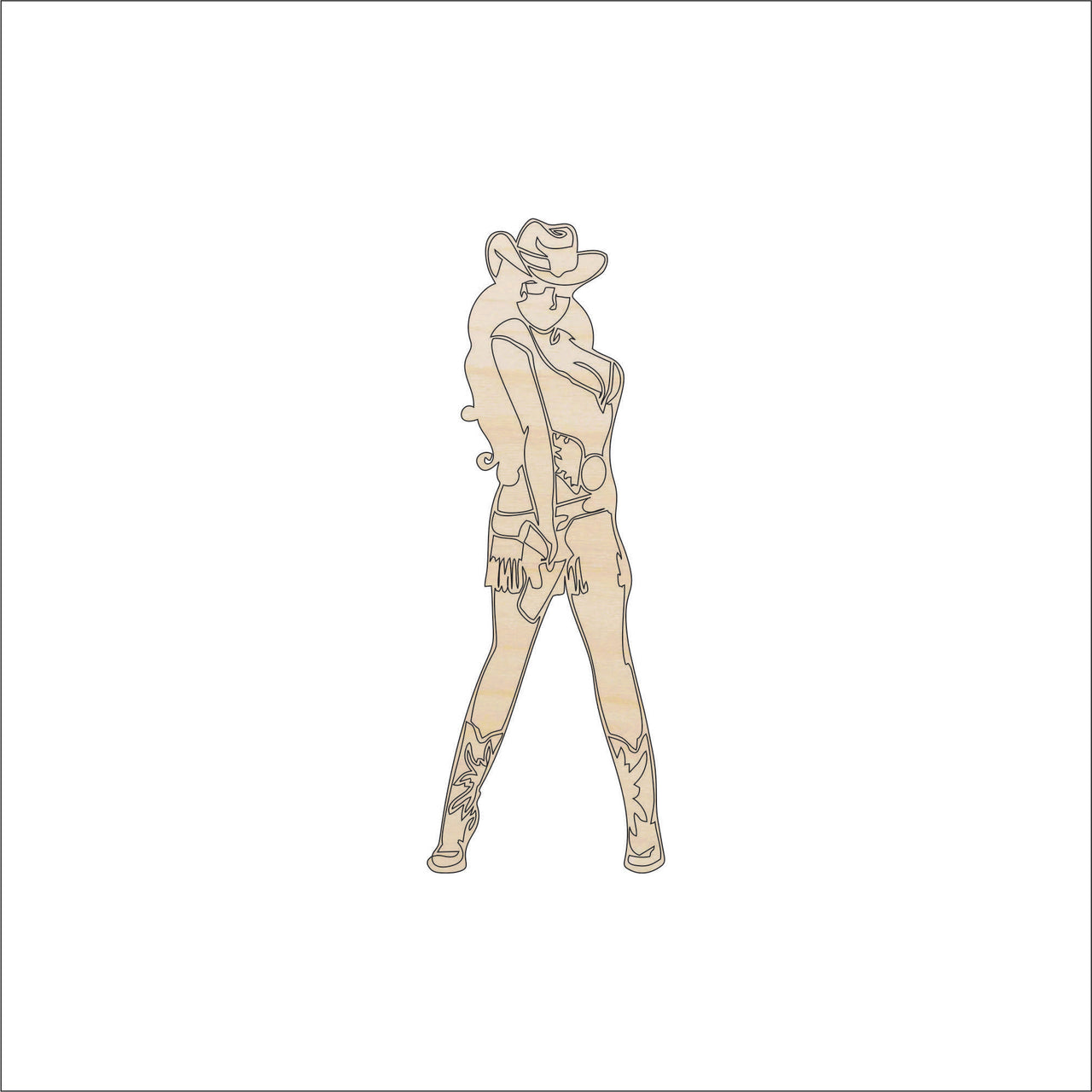 Cowgirl Wood Craft Shape - Laser Cut Baltic Birch Unfinished DIY Wood Art Supplies PPL92 - The Wood Shape Store