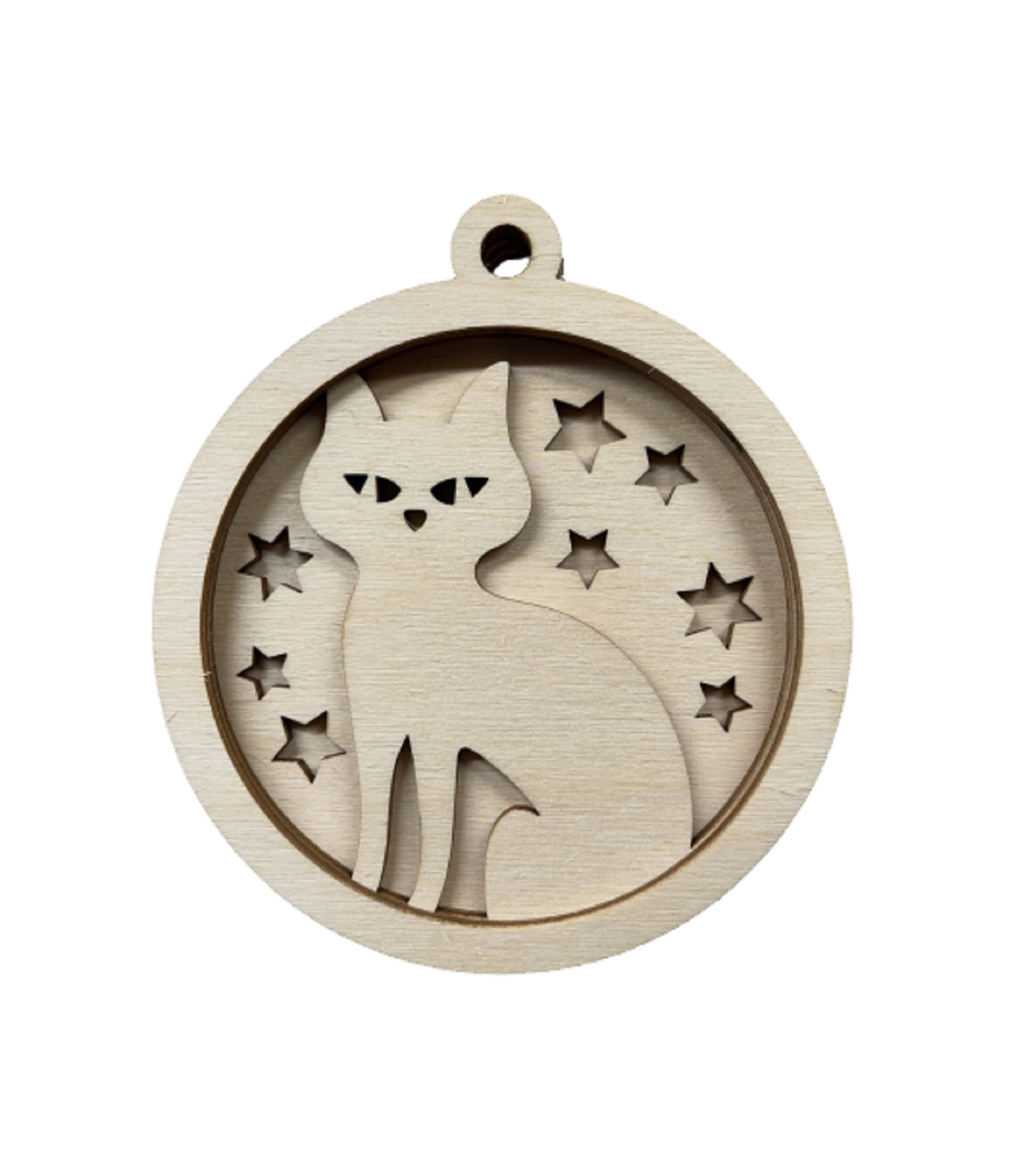Cat 3D Laser Cut Ornament – Baltic Birch Wood Craft Supplies | DIY Wood Ornament Kit HA27 - The Wood Shape Store
