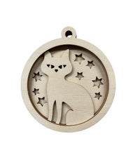 Cat 3D Laser Cut Ornament – Baltic Birch Wood Craft Supplies | DIY Wood Ornament Kit HA27 - The Wood Shape Store