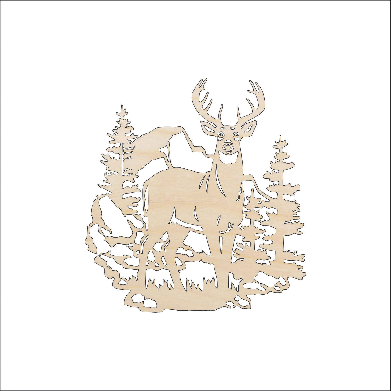 Deer Wood Craft Shape - Laser Cut Baltic Birch Unfinished DIY Wood Art Supplies DER59 - The Wood Shape Store