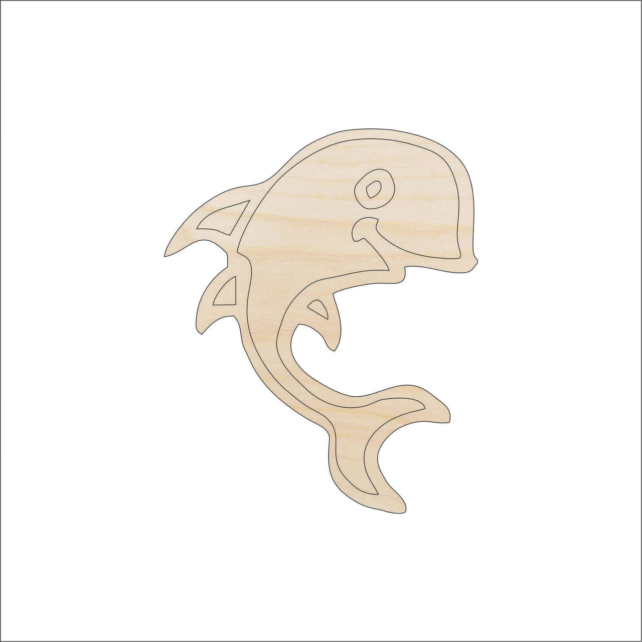 Dolphin Wood Craft Shape - Laser Cut Baltic Birch Unfinished DIY Wood Art Supplies SEA103 - The Wood Shape Store