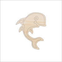 Dolphin Wood Craft Shape - Laser Cut Baltic Birch Unfinished DIY Wood Art Supplies SEA103 - The Wood Shape Store