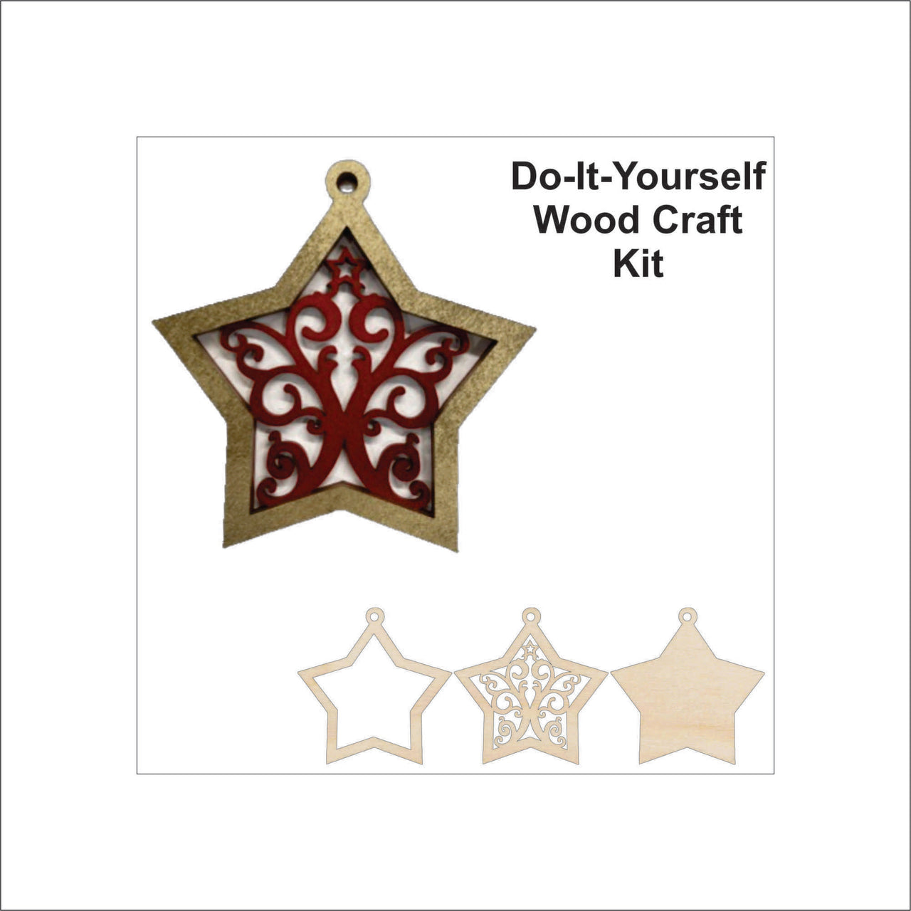 Star 3D Laser Cut Ornament – Baltic Birch Wood Craft Supplies | DIY Wood Ornament Kit DS17 - The Wood Shape Store